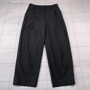 & Other Stories Pants Womens 6 Black Wool Pleated Career Wide Leg Office Neutral